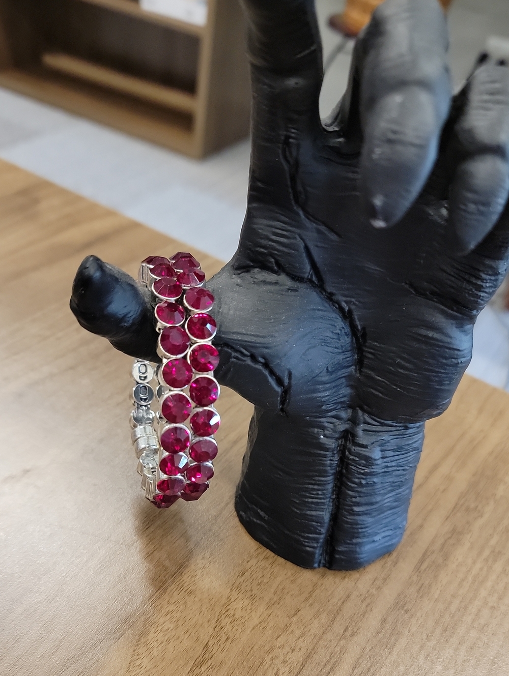 Plunder Bangle - Red Crystal On Silver Bangle